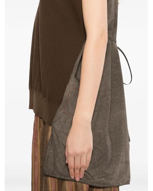 Uma Wang Brown Haut Sans Manches À Col V