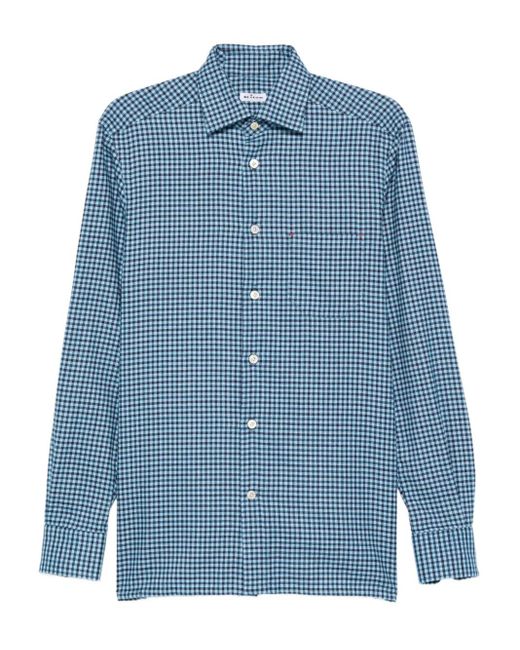Kiton Geruit Overhemd in het Blue voor heren