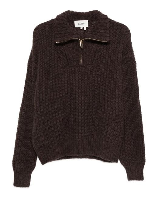 Ba&sh Brown Beltane Zip Sweater