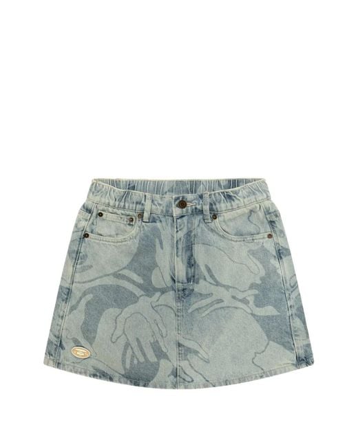 Aape By A Bathing Ape Blue Short En Jean À Détails Brodés