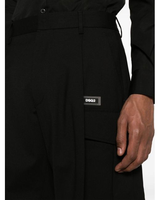 DSquared² Cargo-Shorts aus Schurwolle mit Falten in Black für Herren