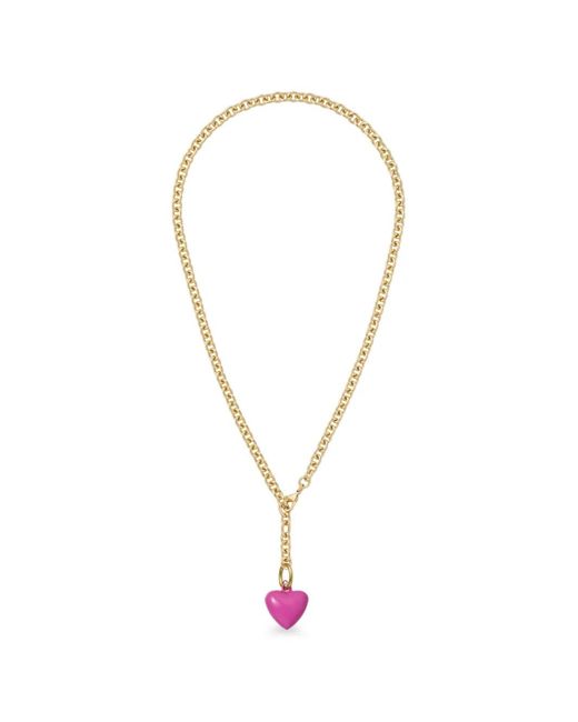 Roxanne Assoulin White Mini Puffy Heart-Charm Necklace