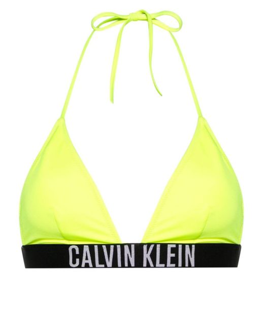 Calvin Klein Logo-underband Bikini Top in Yellow | Lyst