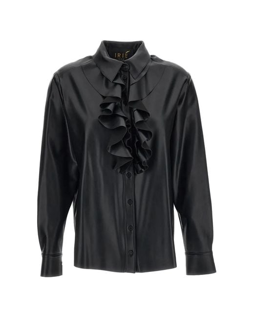 Irie Black Ruffled-Trim Long-Sleeve Shirt