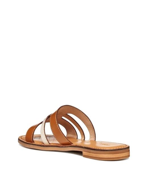 Geox Brown Cut-Out Leather Slides