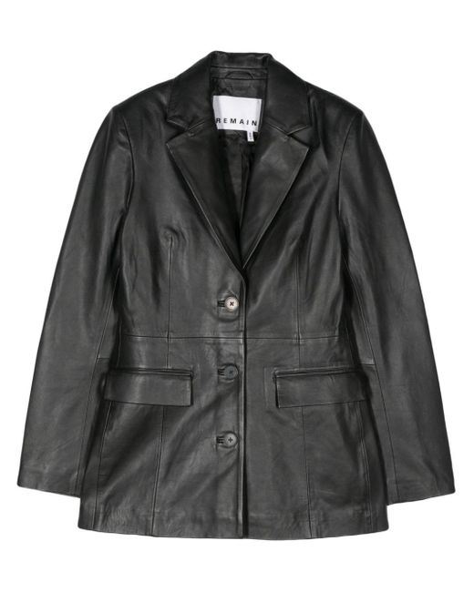 Remain Black Single-breasted Leather Blazer