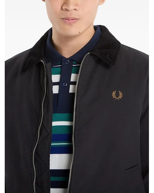 Fred Perry Gray Veste Bomber Caban À Col En Velours Côtelé for men
