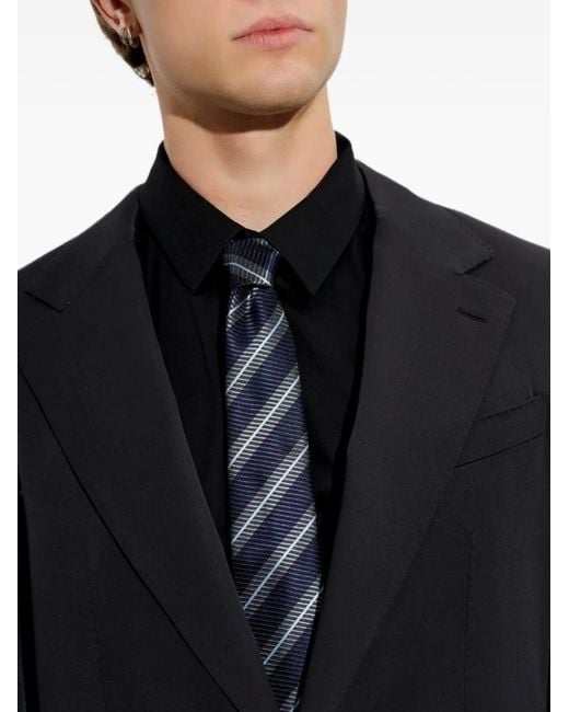 Giorgio Armani Blue Diagonal-Stripe Silk Tie for men