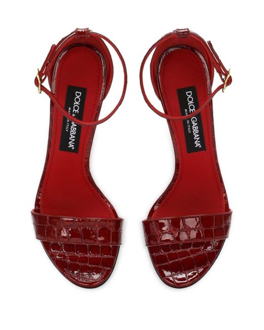 Dolce & Gabbana Red Kalbsleder-Sandalen DG Barocco
