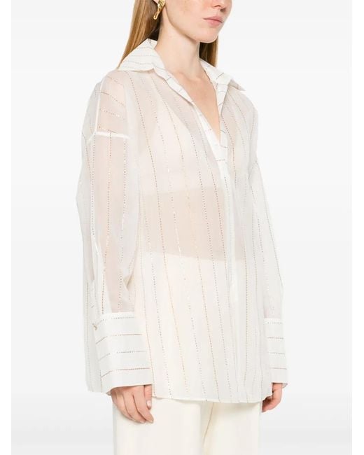 Genny White Striped Blouse