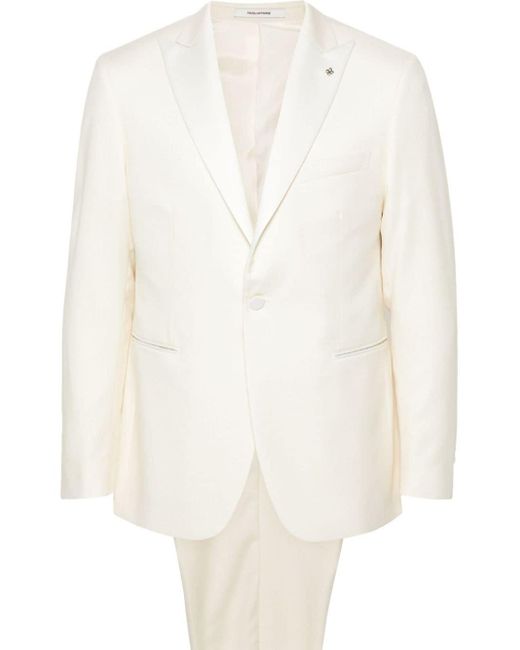 Tagliatore White Textured Single-breasted Suit for men
