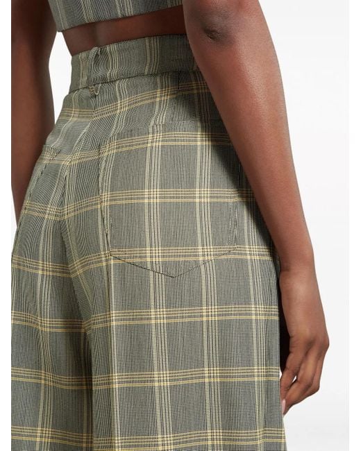 Marni Gray Check-Pattern Palazzo Pants