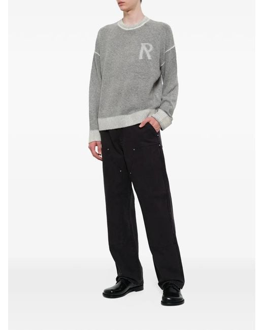Represent Gray Logo-Jacquard Sweater for men