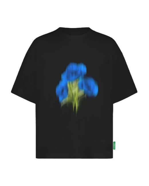 flâneur T-Shirt mit Blurred Flower-Print in Black für Herren