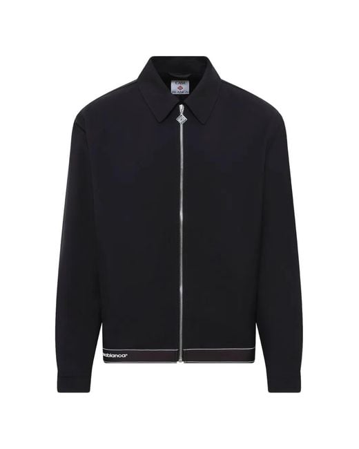 Casablanca Blue Logo-Embroidered Zip-Up Jacket for men
