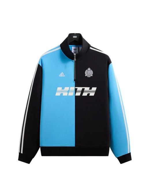 Kith Blue X Messi Colour-Block Quarter-Zip Sweater for men