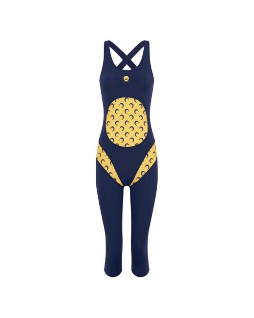 MARINE SERRE Blue Athleisure Inserts Leotards