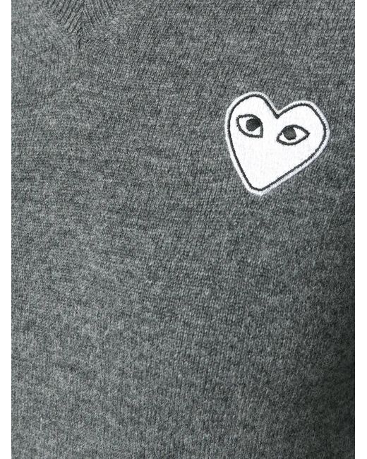 COMME DES GARÇONS PLAY Gray Maglione Lavorato A Maglia Con Logo 'heart'
