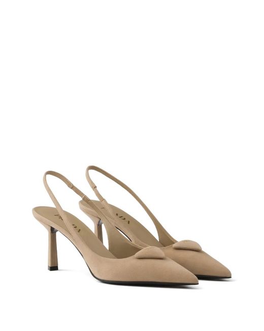 Prada White Suede Slingback Pumps
