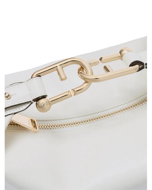 Furla Gray Tonie Textured Leather Shoulder Bag