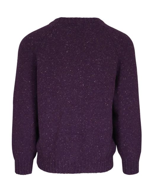 Brunello Cucinelli Purple Raglan-Sleeve Speckled Sweater for men