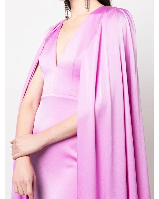Alex Perry Pink Hudson Cape-effect Satin-crepe Gown