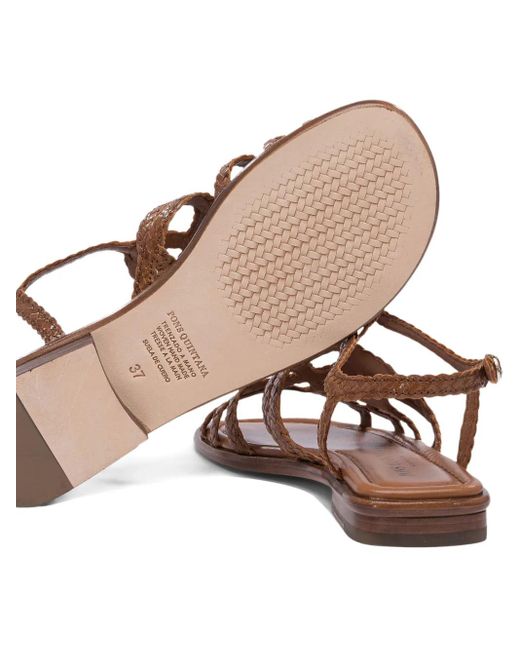 Toni Pons Brown Braided-Leather Flat Sandals