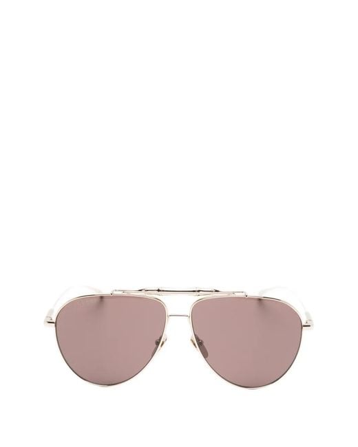 Gucci Pink Bamboo Pilot-Frame Sunglasses