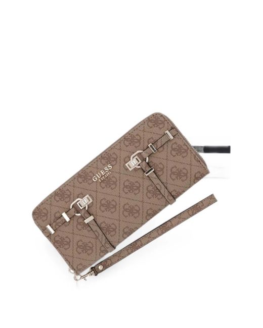 Guess Gray Monogram-Print Buckle-Detail Wallet