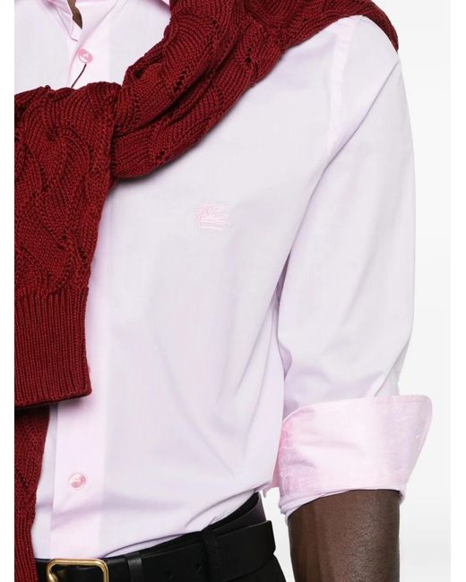 Etro Pink Button-Front Shirt for men