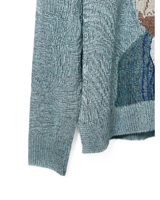 Kota Gushiken Blue Van Gogh Intarsia-Knit Sweater
