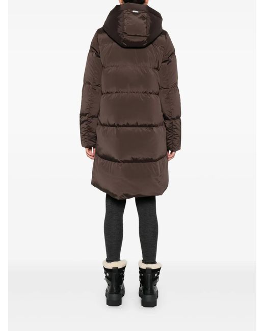 Woolrich Brown Hooded Quilted Coat