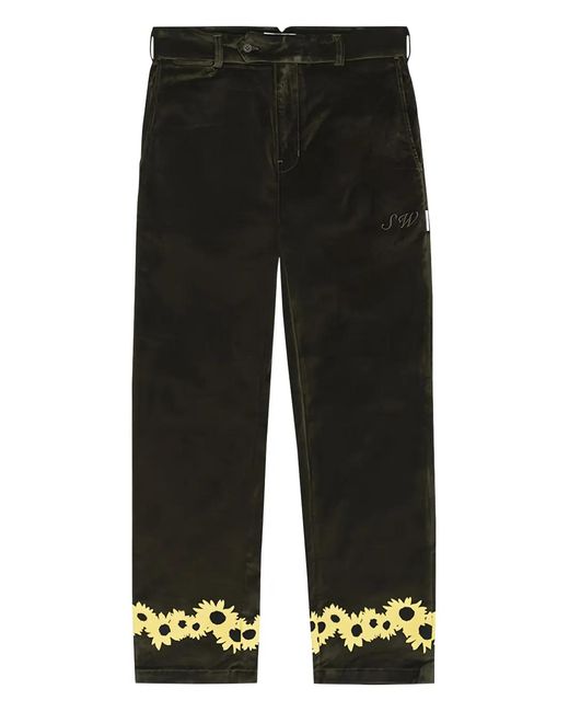 SAINTWOODS Black Flower-Trim Trousers for men