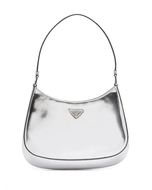 Prada White Cleo Brushed Leather Shoulder Bag