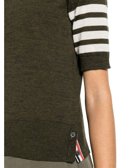 Thom Browne Green 4-bar High-neck Knitted Top