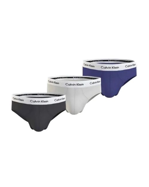 Calvin Klein Blue Cotton-Stretch Briefs (Pack Of Three) for men