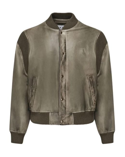 Loewe Green Debossed-Logo Bomber Jacket for men