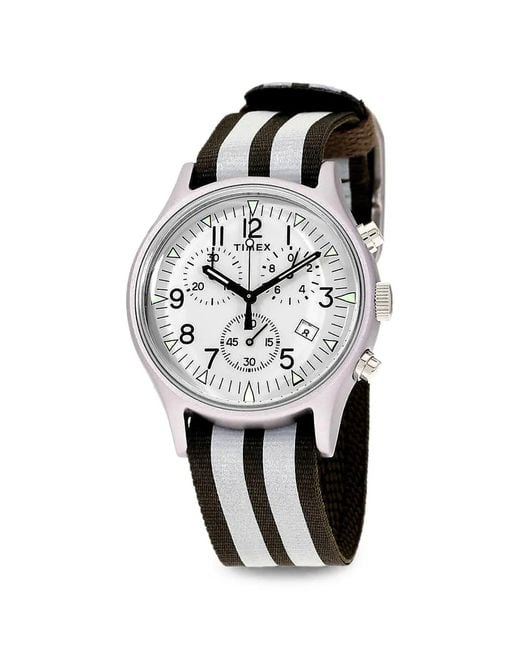 Timex White Mk1 40Mm Chronograph Watch for men