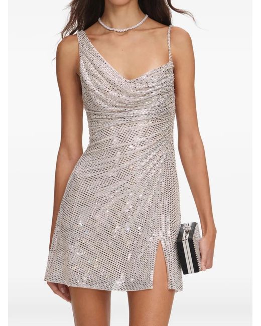 Self-Portrait White Rhinestone-Embellished Mini Dress