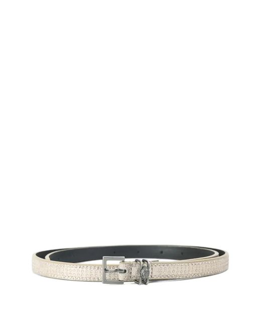 Kurt Geiger White Embellished Charm Belt