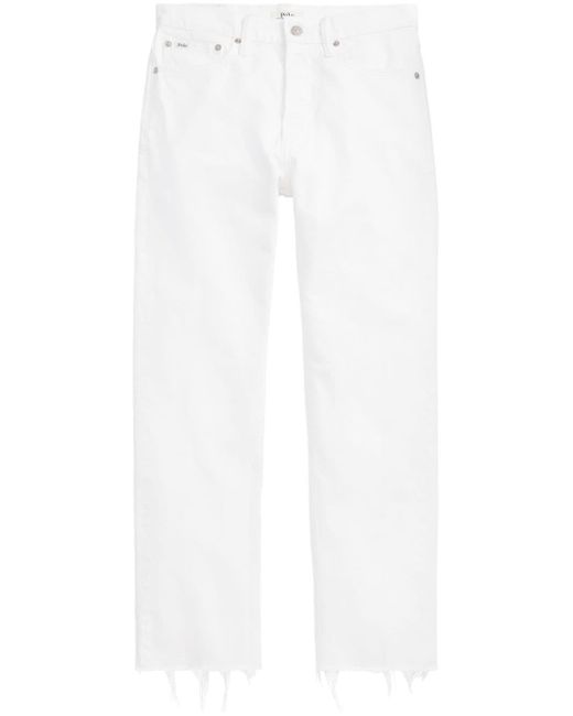 Polo Ralph Lauren White High-rise Straight-leg Cropped Jeans