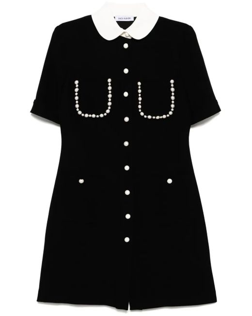 Vestido tubo con cuello Peter Pan y manga corta Dice Kayek de color Black