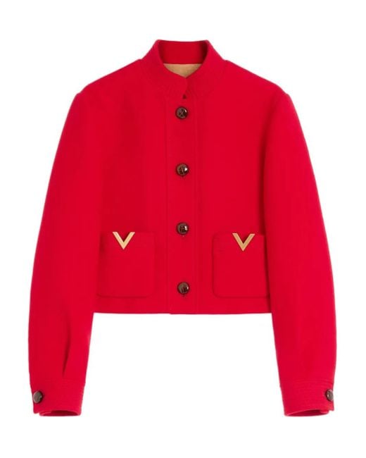 Valentino Garavani Red Drill Double Caban Jacket