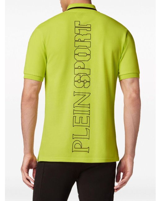 Philipp Plein Green Tiger-print Cotton Polo Shirt for men