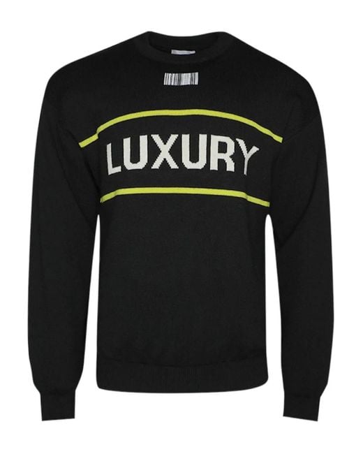 VTMNTS Black Barcode-Detail Luxury Sweater for men