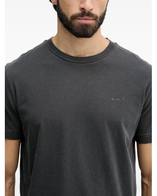 Gant Gray Logo-Embroidered T-Shirt for men