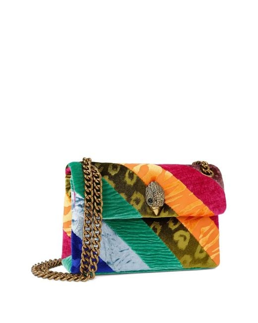 Kurt Geiger Blue Mini Kensington Striped Crystal Eagle Head Cross Body Bag