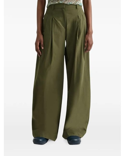 Twp Green Pantalon Plissé The Next Didi À Bords Francs