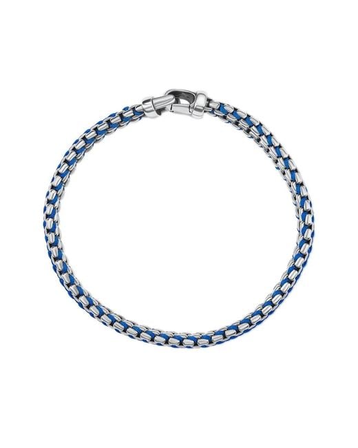David Yurman Blue Sterling Woven Box Chain Bracelet (10Mm) for men