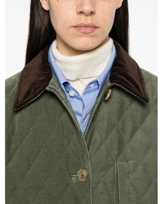Blazé Milano Green Quilted Corduroy-Collar Jacket